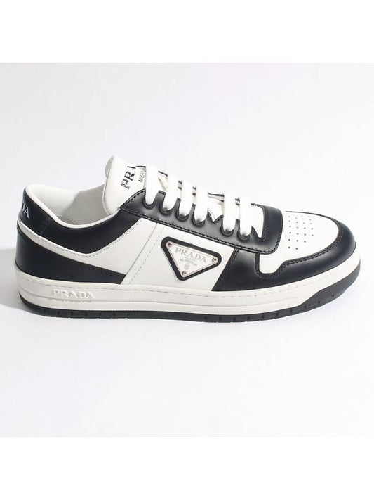 Downtown Perforated Leather Low Top Sneakers White Black - PRADA - BALAAN 2