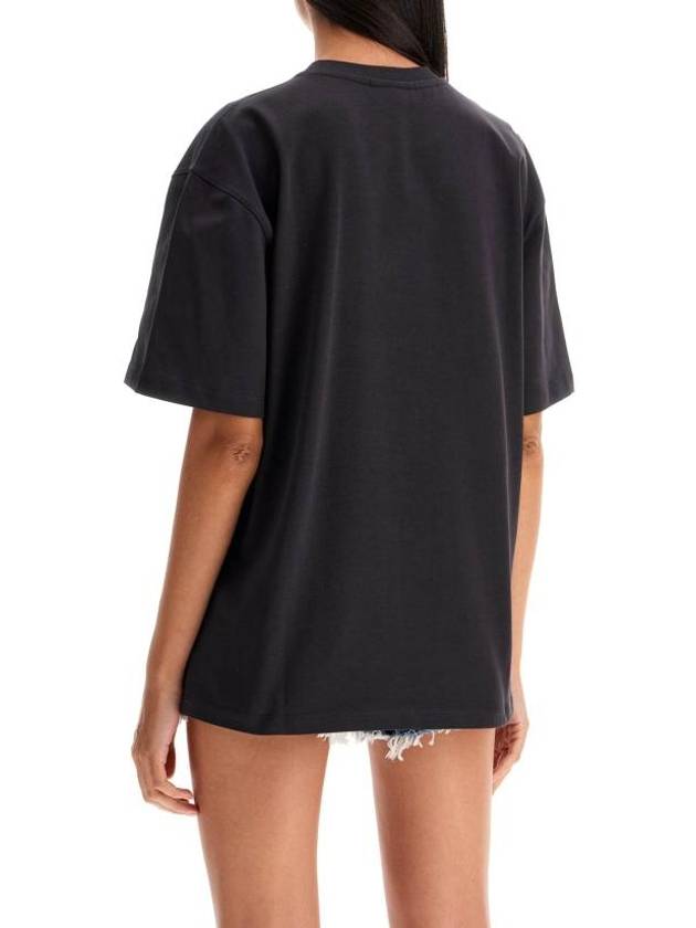 Drop Shoulder Heart Cotton Short Sleeve T-Shirt Black - GANNI - BALAAN 4