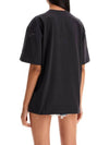 Drop Shoulder Heart Cotton Short Sleeve T-Shirt Black - GANNI - BALAAN 4