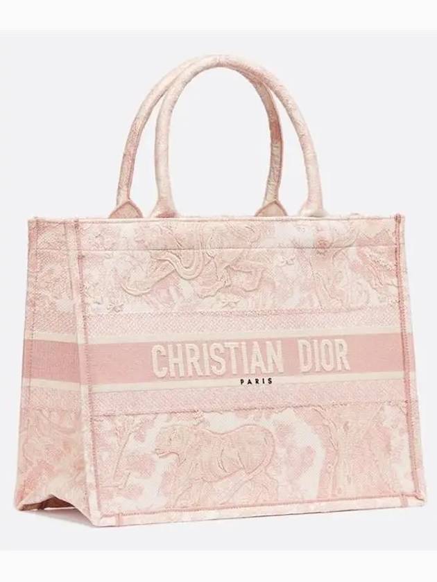 Toile De Jouy Embroidery Medium Book Tote Bag Pink - DIOR - BALAAN 4