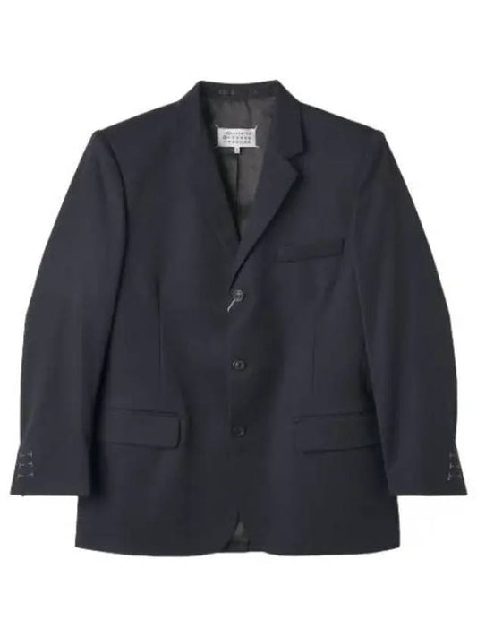 Wool gabardine jacket dark blue suit blazer - MAISON MARGIELA - BALAAN 1