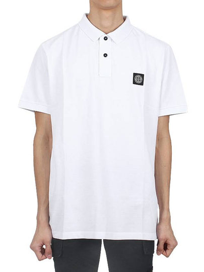 Pique Stretch Cotton Short Sleeve Polo Shirt White - STONE ISLAND - BALAAN 2