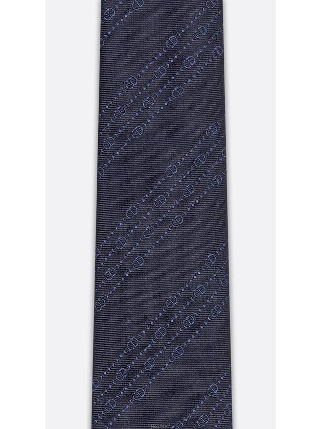 CD Icon Striped Tie Navy Blue Silk - DIOR - BALAAN 3