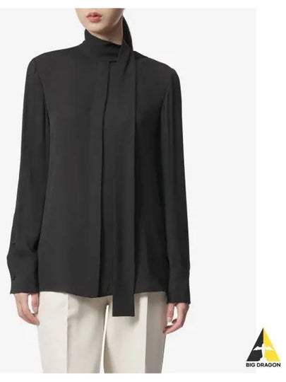 Scarf Neck Long Sleeve Silk Shirt Black - VALENTINO - BALAAN 2