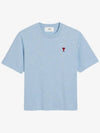 Small Heart Logo Boxy Fit Short Sleeve T-Shirt Light Blue - AMI - BALAAN 3