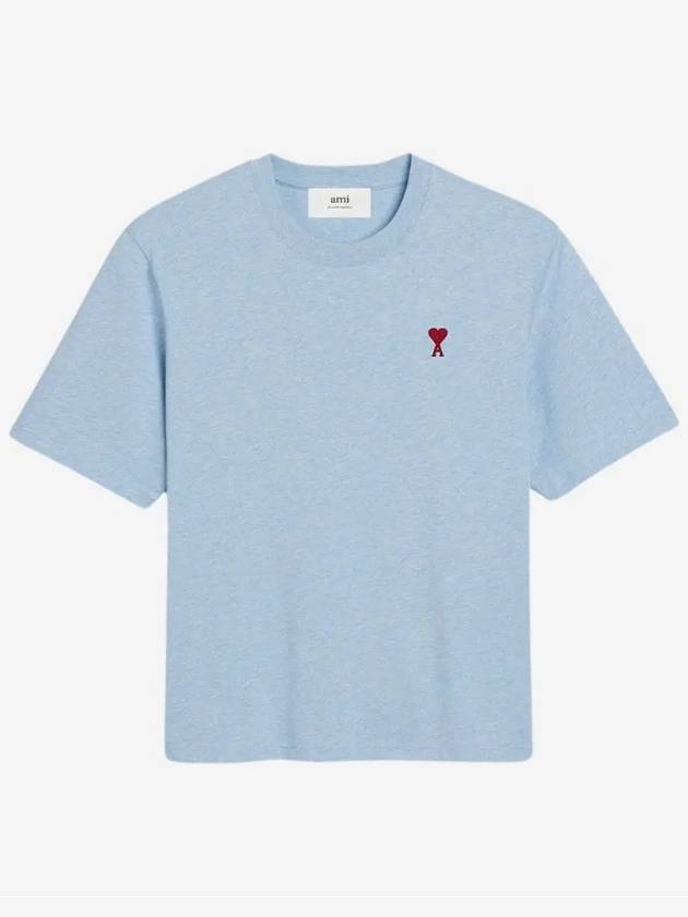 Small Heart Logo Boxy Fit Short Sleeve T-Shirt Light Blue - AMI - BALAAN 3