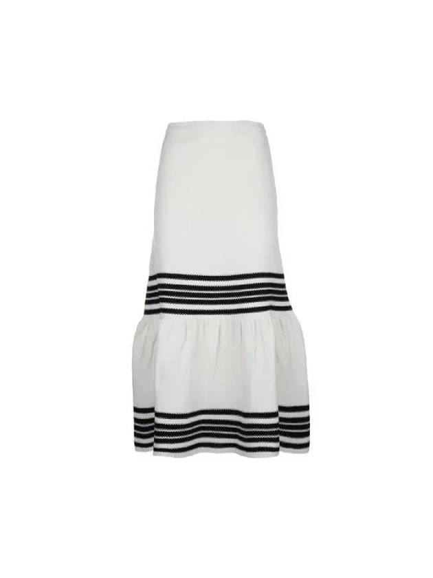 Mariniere Cotton Silk Knit Midi A-Line Skirt White - DIOR - BALAAN 2