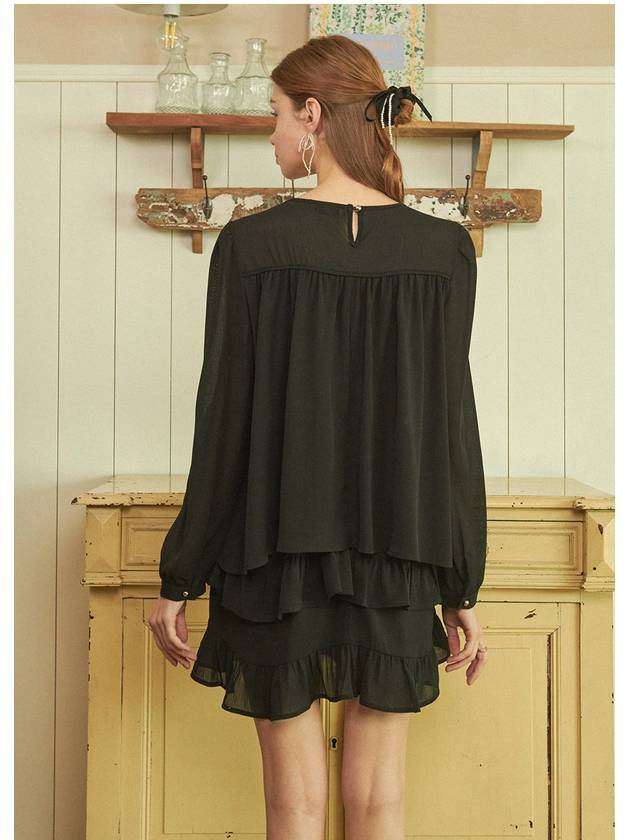 V-Neck Frill Short Dress Black - MICANE - BALAAN 5