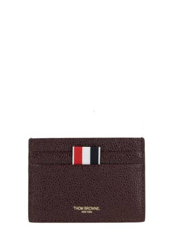 Lucido Leather Single Card Wallet Red - THOM BROWNE - BALAAN 2