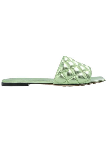 Padded Metallic Slippers Green - BOTTEGA VENETA - BALAAN 1