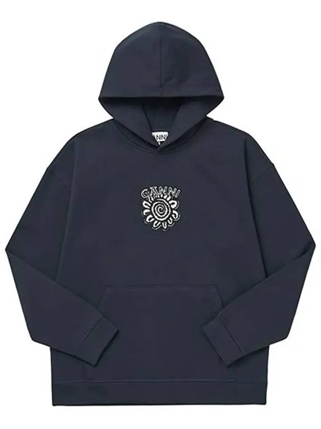 Oversized Isoli Flower Organic Cotton Hoodie Sky Captain - GANNI - BALAAN 5