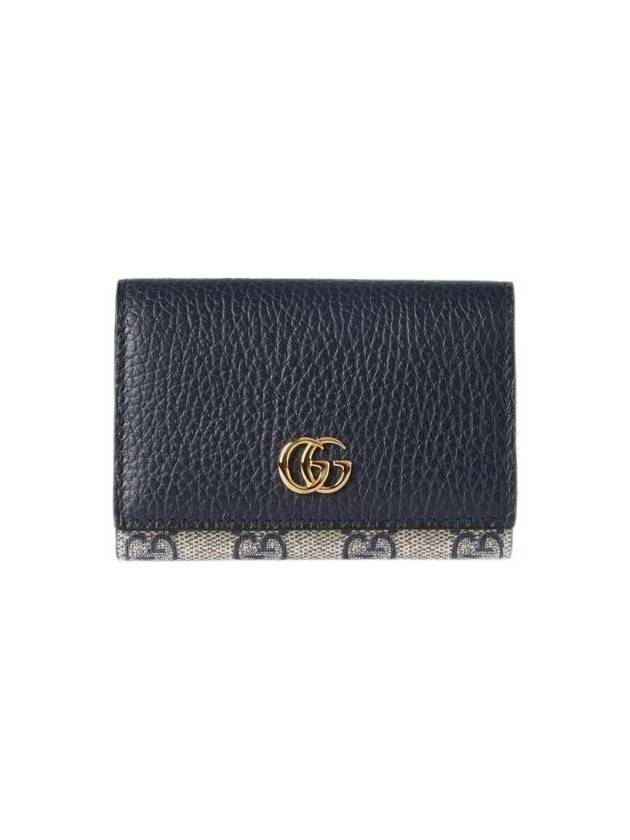 GG Marmont Bicolor Card Wallet Beige Blue - GUCCI - BALAAN 1