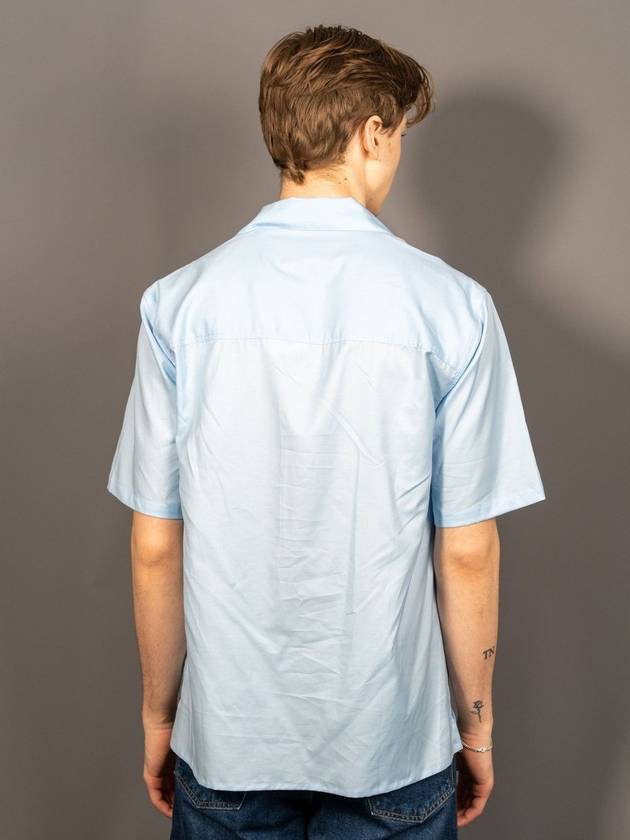 Camp Collar Pocket Cotton Short Sleeve Shirt Sky Blue - AMI - BALAAN 3