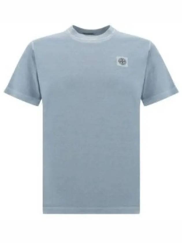 Organic Cotton Short Sleeve T-Shirt Sky Blue - STONE ISLAND - BALAAN 2