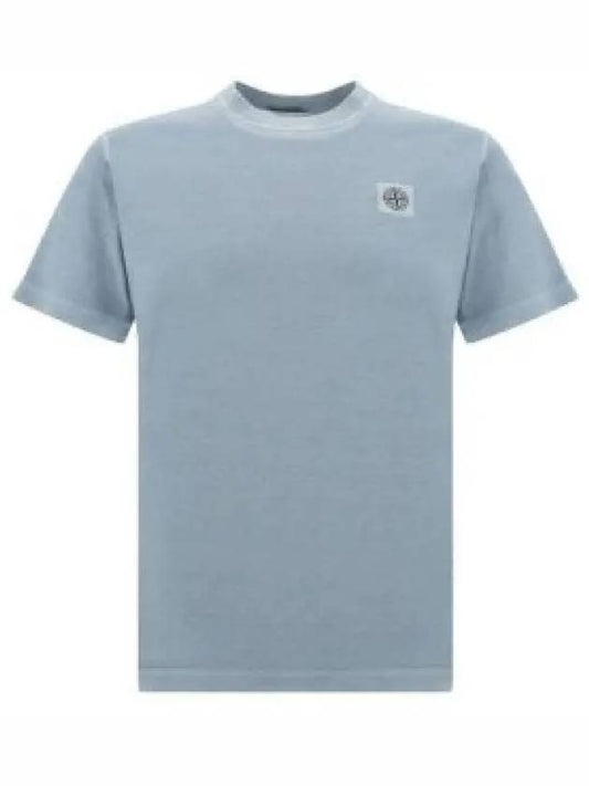 Organic Cotton Short Sleeve T-Shirt Sky Blue - STONE ISLAND - BALAAN 2