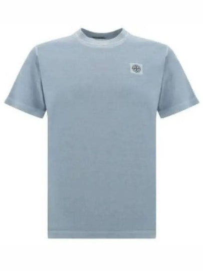 Organic Cotton Short Sleeve T-Shirt Sky Blue - STONE ISLAND - BALAAN 2