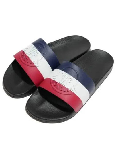 Basil Logo Emboss Striped Slippers Black - MONCLER - BALAAN 2