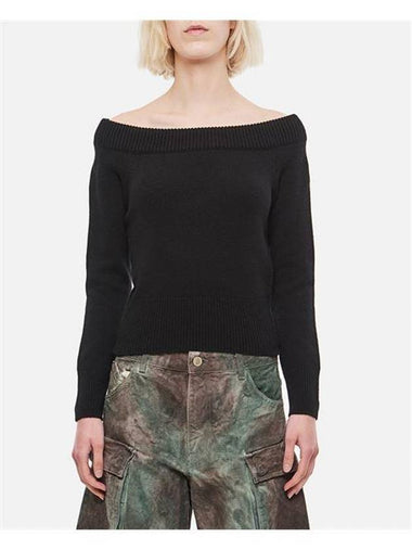 Off Shoulder Knit Top Black - ALEXANDER MCQUEEN - BALAAN 1