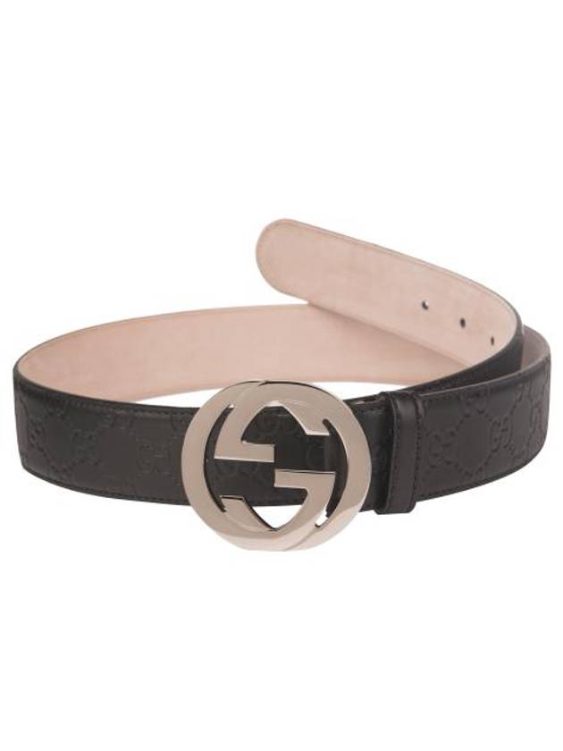 Men's Interlocking G Signature Leather Belt Black - GUCCI - BALAAN 3