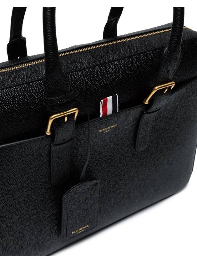 Grain Leather Three-Stripe Tab Business Brief Case Black - THOM BROWNE - BALAAN 6