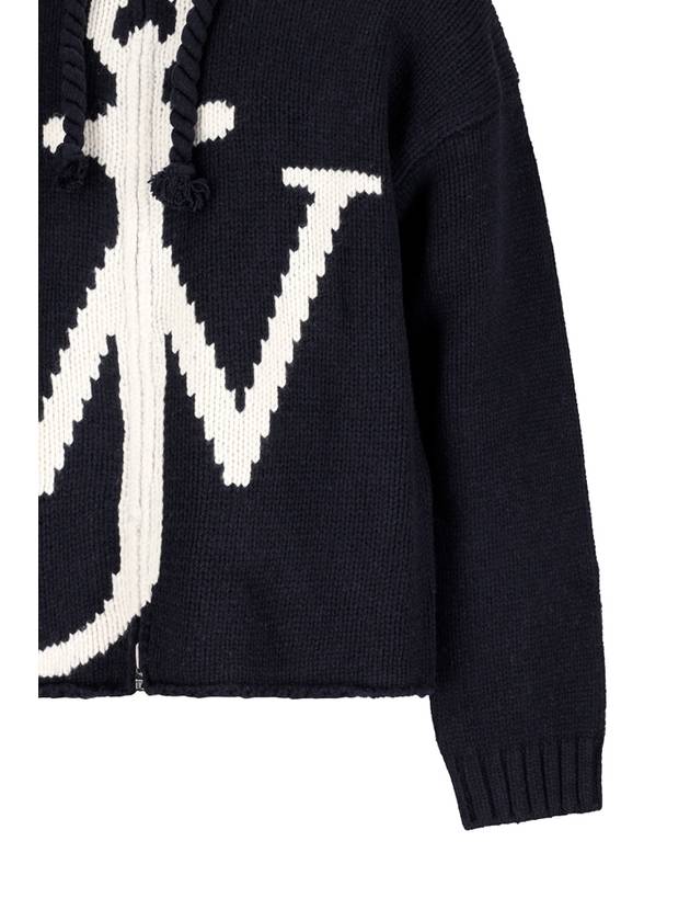 Anchor Logo Wool Zip-Up Hoodie Navy - JW ANDERSON - BALAAN 4