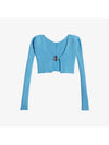 La Maille Pralu Micro Charm Logo Cardigan Light Blue - JACQUEMUS - BALAAN 2