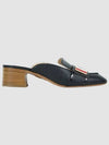 Women's Calf Leather Striped Enamel Strap Mule Heels Black - THOM BROWNE - BALAAN 2