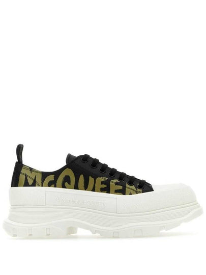 Tread Slick Lace Up Graffiti Logo Low Top Sneakers Black - ALEXANDER MCQUEEN - BALAAN 2