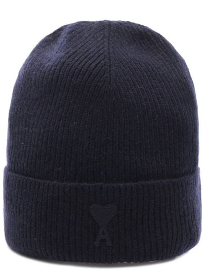 De Coeur Ribbed Knit Beanie Navy - AMI - BALAAN 2