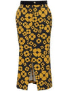 Women's Floral Print Midi H-Line Skirt Yellow - MARNI - BALAAN 1