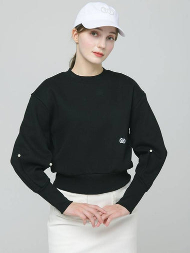 Doyou Know MC Women s Backless Balloon Sleeve Pearl Decoration Black Sweatshirt DO6242MT31 - DOYOUKNOWMC GOLF WEAR - BALAAN 1