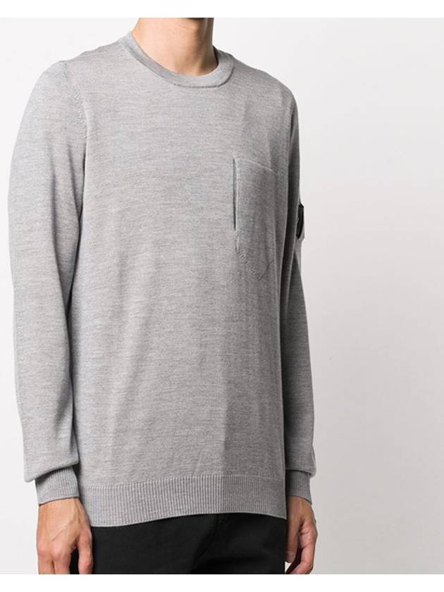 Men's Shadow Project Wappen Pocket Wool Knit Top Grey - STONE ISLAND - BALAAN 4