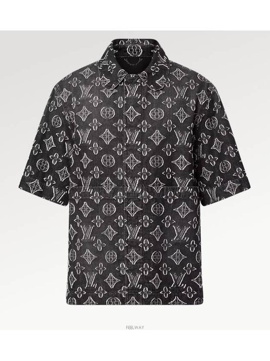 1ABYOO Monogram Short Sleeved Chambray Shirt - LOUIS VUITTON - BALAAN 1
