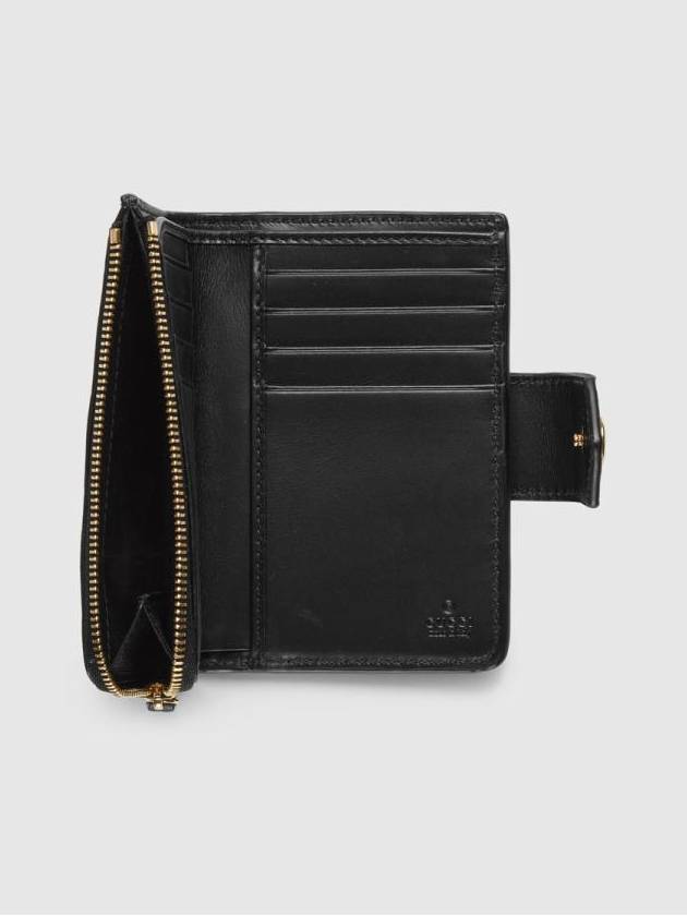 GG Snap Button Leather Medium Card Wallet Black - GUCCI - BALAAN 3