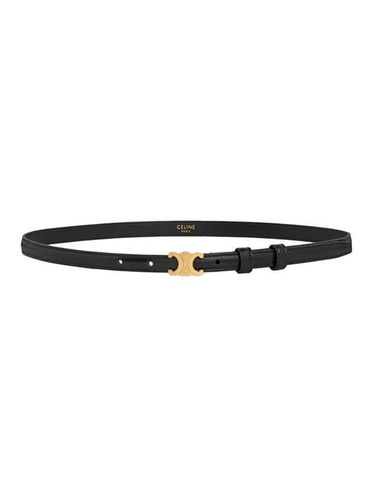 Teen Triomphe Belt In Taurillon Leather Black - CELINE - BALAAN 1