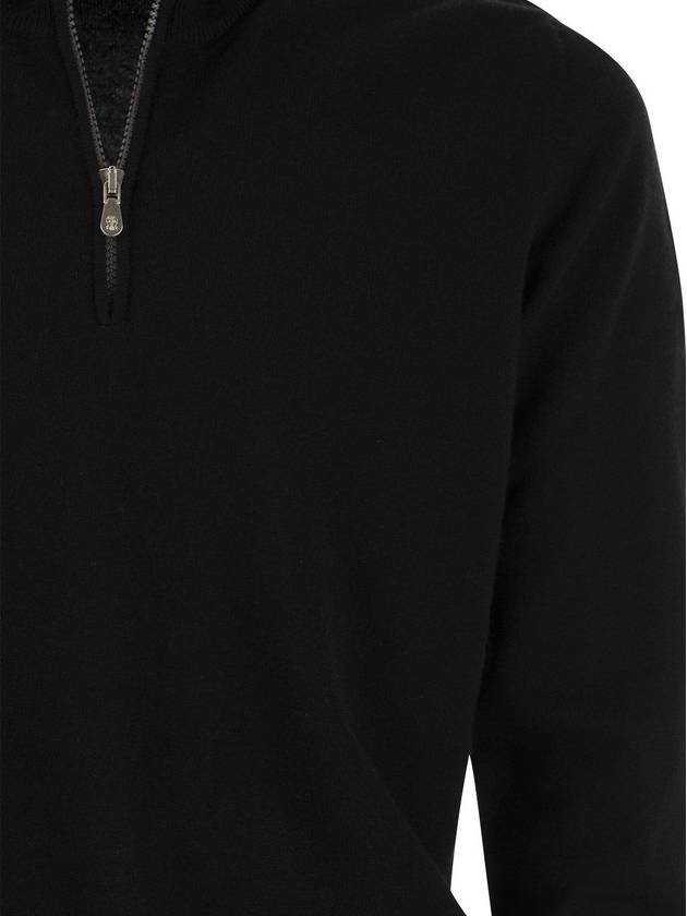 Half Zip Cashmere Knit Top Black - BRUNELLO CUCINELLI - BALAAN 5