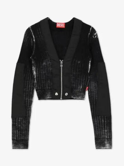 M Asera Nylon Trims Cropped Wool Cardigan Black - DIESEL - BALAAN 2