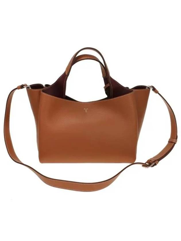 T Timeless Leather Mini Tote Bag Brown - TOD'S - BALAAN 4