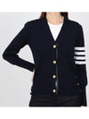 Milano Stitch 4 Bar Classic V Neck Fine Merino Wool Cardigan Navy - THOM BROWNE - BALAAN 6