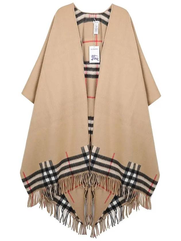 Check Cashmere Wool Cape Beige - BURBERRY - BALAAN 2