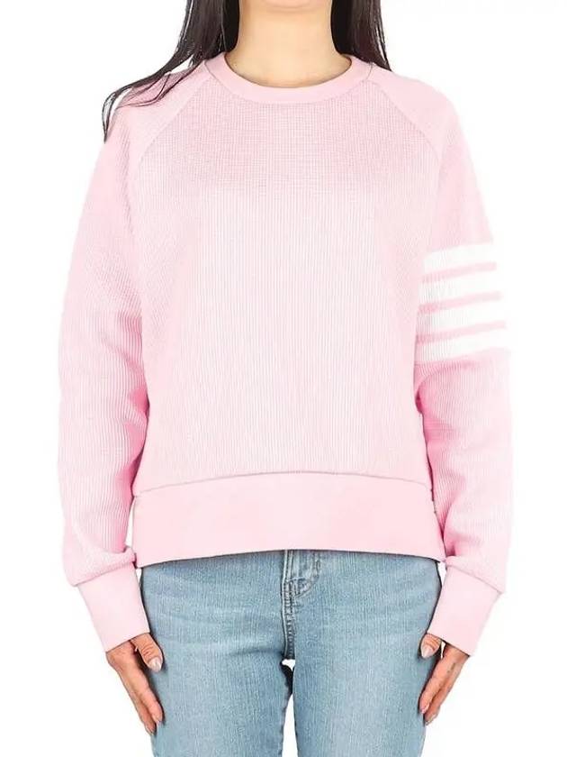 Women's Diagonal Wappen Crew Neck Sweatshirt Pink - THOM BROWNE - BALAAN 2