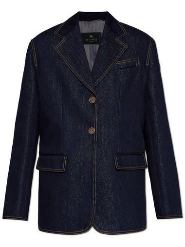 Etro Loose-fitting Denim Blazer, Women's, Navy Blue - ETRO - BALAAN 1