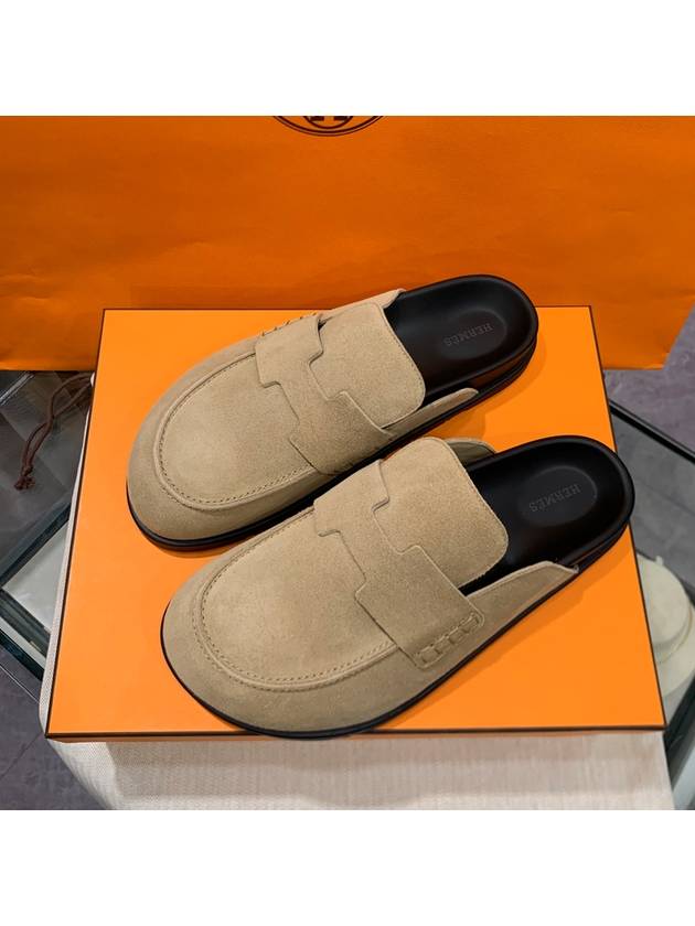 Go Mule Suede Calfskin Beige - HERMES - BALAAN 2