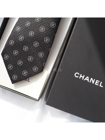 CC logo dot silk tie black AA8918 - CHANEL - BALAAN 1