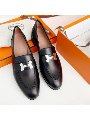 Paris Loafer Women's Black Silver Silver H201199Z - HERMES - BALAAN 1