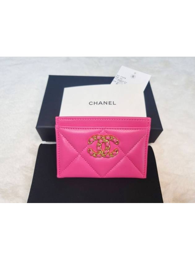 19 Card Holder Lambskin Gold Metal Pink - CHANEL - BALAAN 6