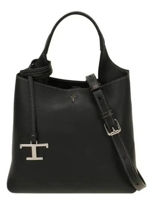 Logo Mini Leather Tote Bag Black - TOD'S - BALAAN 2