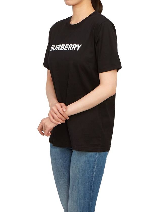 Logo Print Crew Neck Cotton Short Sleeve T-Shirt Black - BURBERRY - BALAAN 5