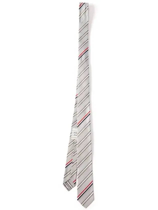 Thom Browne Striped Jacquard Silk Blend Twill Tie Gray - THOM BROWNE - BALAAN 1