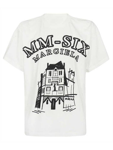 MM6 Logo Print Overfit Cotton Short Sleeve T-Shirt White - MAISON MARGIELA - BALAAN 1